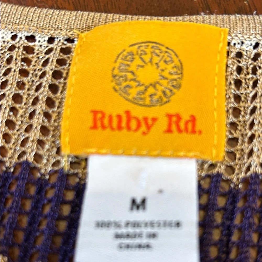 Ruby Rd Striped Multicolor Open-Front Cover up Size M EUC